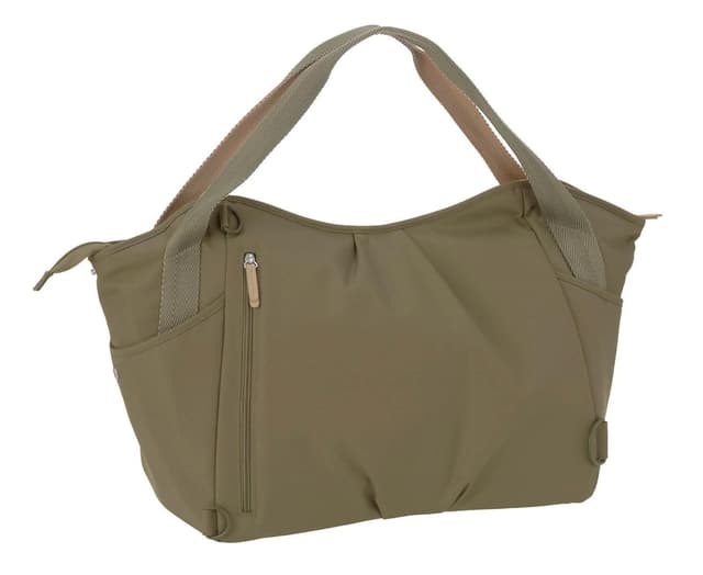 Detalle de LÄSSIG Baby Zwillingswickeltasche Green Label Twin Bag Triangle olive – inkl. Wickelzubehör
