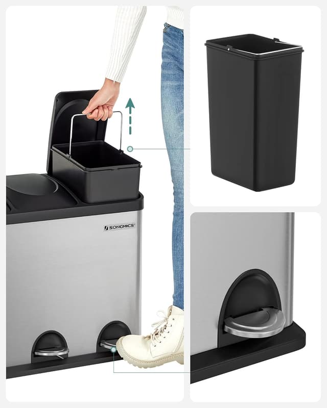 Detalle de SONGMICS LTB54L 54L recycling bin