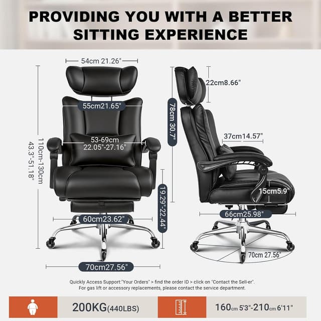 Detalle de BASBTBL Executive Office Chair 200kg heavy duty