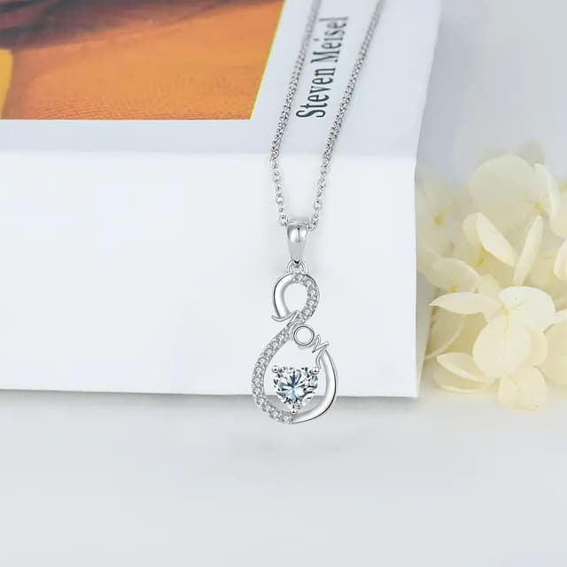 Detalle 2 de Collier J.MUEN pour femme en argent sterling 925 avec pendentif (45+5 cm) — coffret cadeau inclus