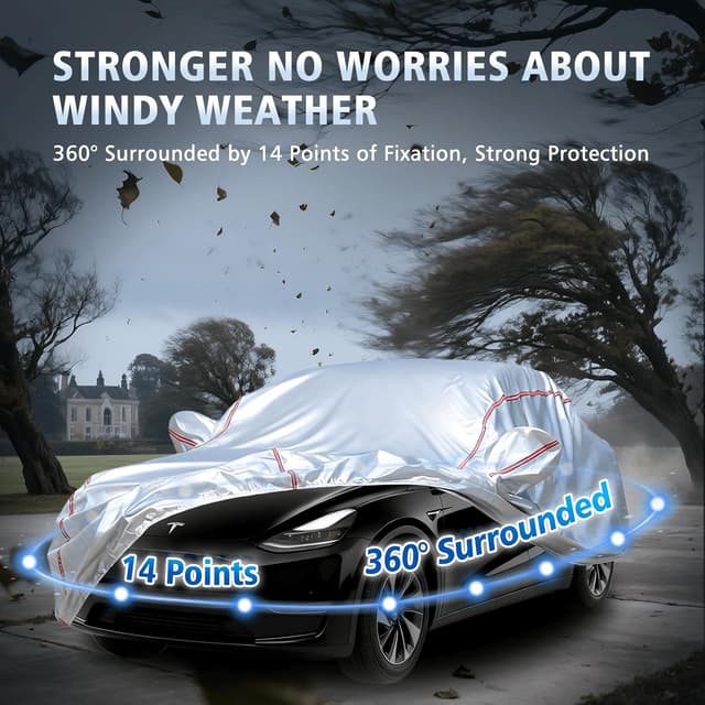 Detalle de Ngwytong Waterproof All-Weather Car Cover for Tesla Model Y (2020–2025) with 14-Point Fastening