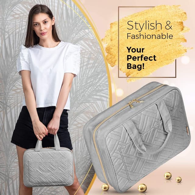 Detalle de BOACAY Large Hanging Travel Toiletry Bag (Women & Girls) – Makeup, Shower & Wash Organiser