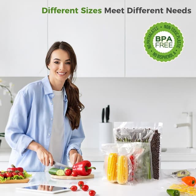 Detalle de Diboniur Sacchetti Sottovuoto Alimenti: 3 rotoli da 28/25/20×300 cm, goffrati e riutilizzabili