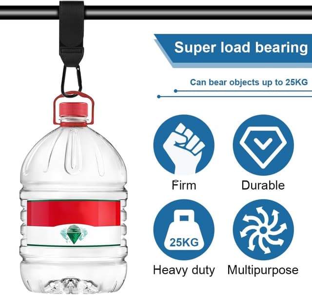 Detalle de URAQT Crochet de poussette – lot de 3 ganchos universels avec mousqueton et attache pour sacs