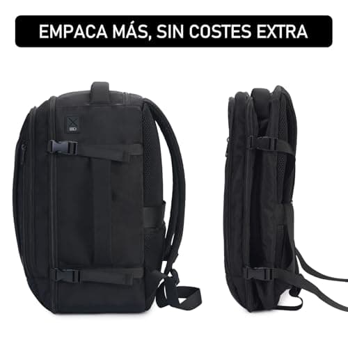 Thumbnail 6 de ECOHUB Mochila de cabina para avión ECOHUB (40x20x25) Ryanair, 20L y 13 compartimentos, tejido PET reciclado, negra