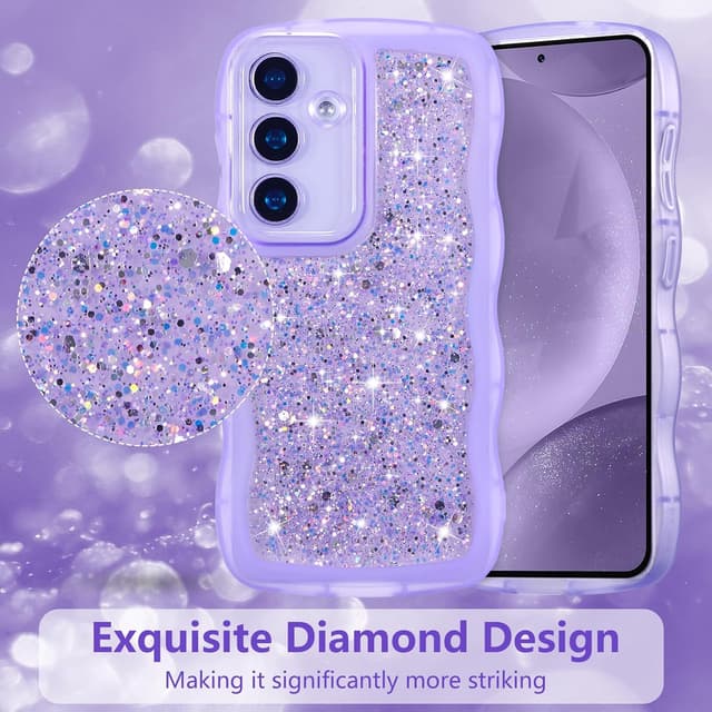 Detalle de ZTOFERA Galaxy A17 5G Case (6.7-inch) — Glitter Curly Wavy TPU Protective Cover, Purple