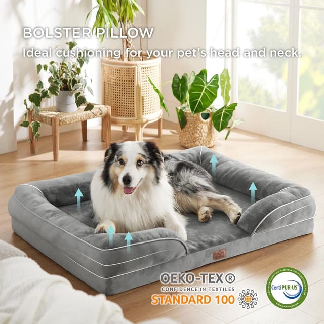 Detalle 2 de Bedsure Cama Perro Viscoelástica Extra Grande 🐶 Gris XL