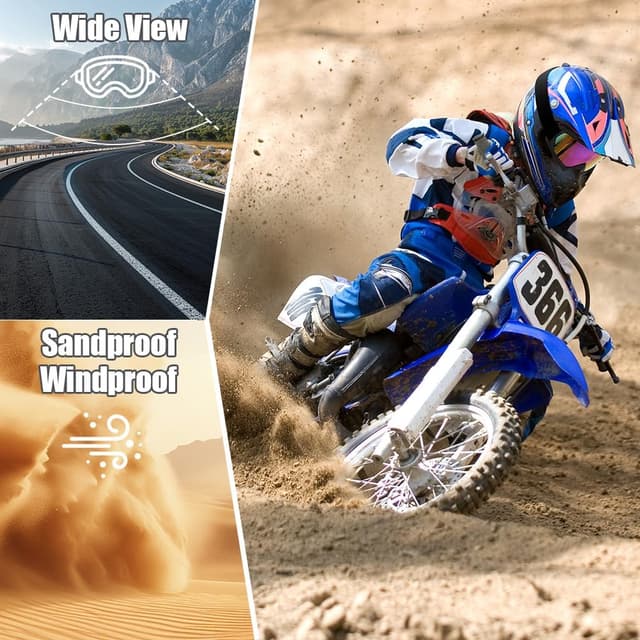 Detalle de HOTUT Bike Motorcycle Goggles with UV400 protection, windproof anti-dust lenses and padded foam fit