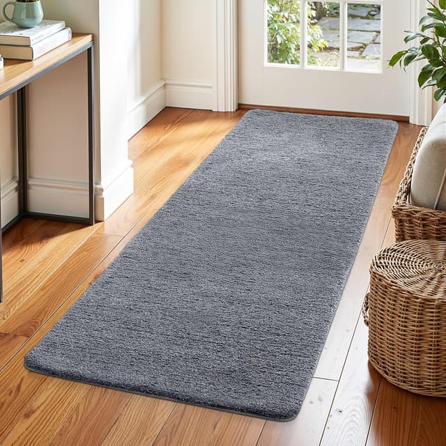 Detalle de DEXI Tapis couloir 60 x 180 cm gris-bleu