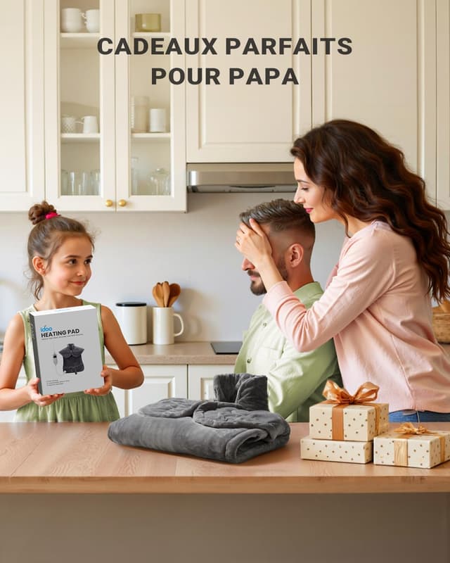 Detalle 2 de iDOO Heizkissen Heizdecke mit Abschaltautomatik – Wärmekissen für Rücken, Nacken & Schulter, 61 x 84 cm