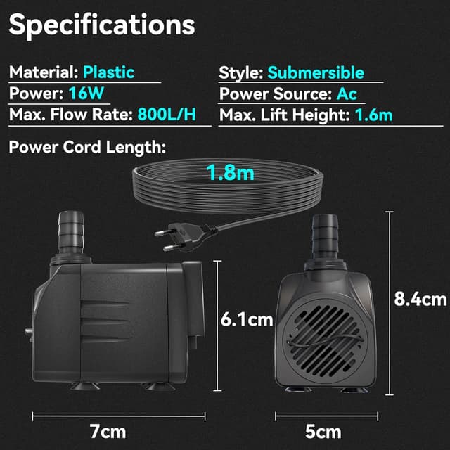 Thumbnail 4 de Knifel Pompe Submersible 16W 800L/h