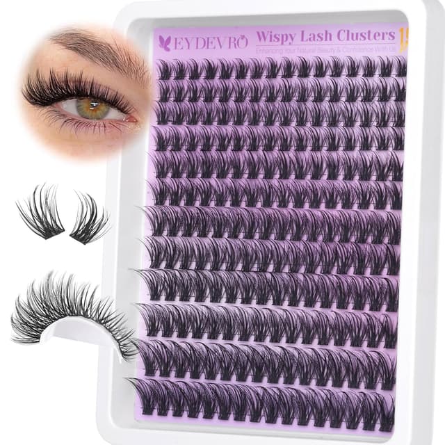 Detalle de EYDEVRO Wispy Lash Clusters (Natural) — 192 PCS 9–18mm CD Curvature DIY Lash Extensions