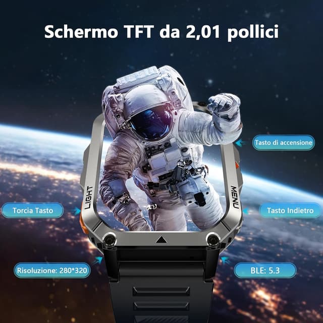 Thumbnail 6 de Blackview Smartwatch 2,01" militare 900 mAh