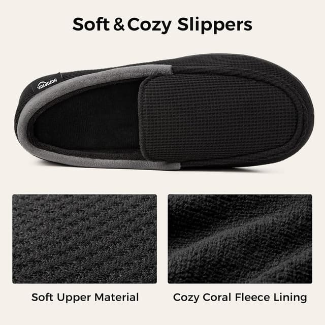 Detalle 1 de HomeTop Men’s Comfort Memory Foam Moccasin Slippers with Breathable Knit Upper