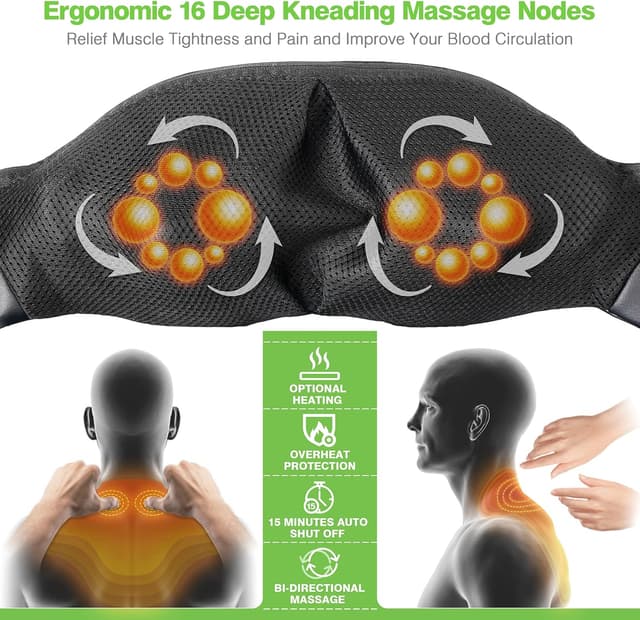 Detalle de cotsoco Cordless Neck Massager with Heat & Shiatsu 3D Kneading