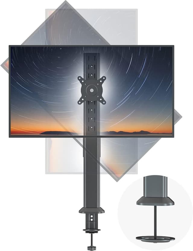 Detalle de HEMUDU Single Tall Monitor Arm 35kg capacity 🖥