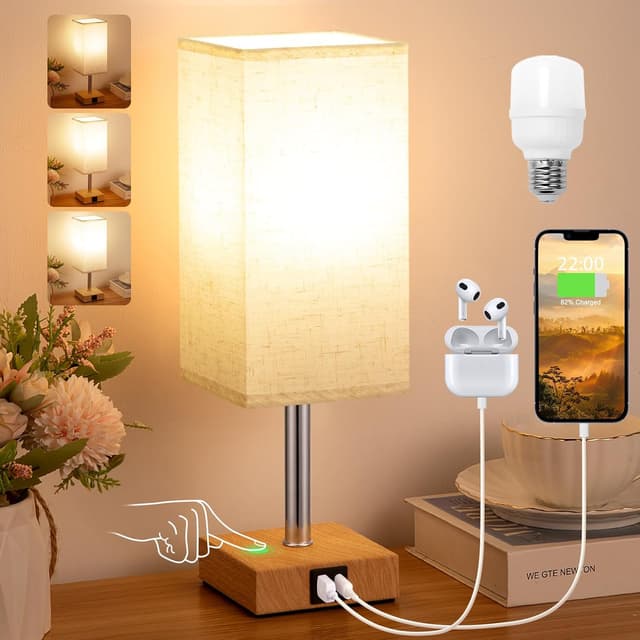 Imagen de Aooshine Bedside Lamp with USB A+C ports en OfertitasTOP