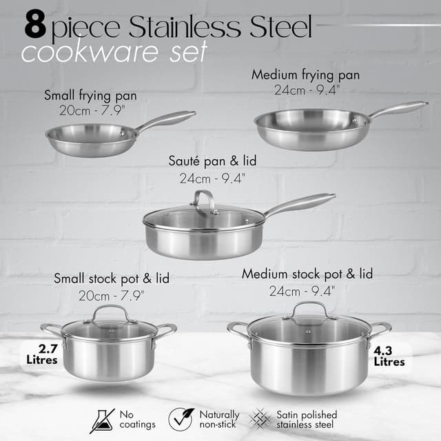 Detalle 2 de Nuovva 8pc stainless steel cookware set