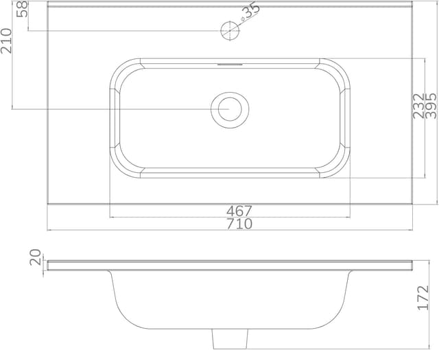 Thumbnail 4 de BAIKAL Lavabo sobre encimera 71 cm