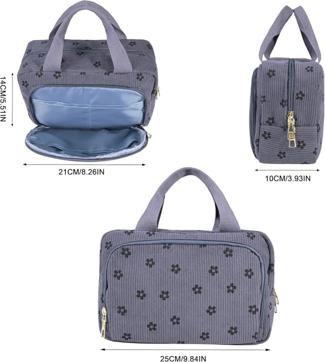 Detalle de Funtlend Kulturtasche Damen aus Cord mit Aufhängung – mittelgroße Kulturbeutel für Reise & Alltag