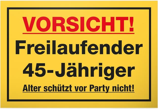 Detalle de DankeDir! „Freilaufender 45-Jähriger“ Spruch-Schild als Geburtstagskarte (30 x 20 cm)