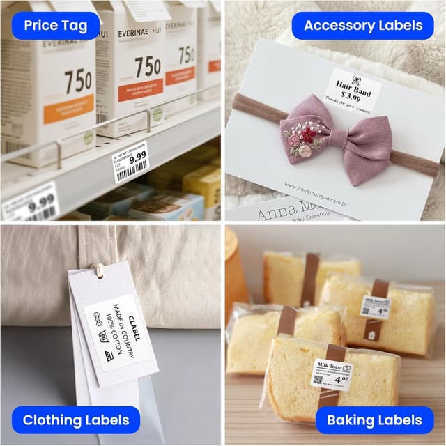 Detalle 2 de CLABEL 6 rotoli di nastro bianco per stampante etichette 221B, 230B e 320B (40 x 30 mm) – etichette termiche autoadesive