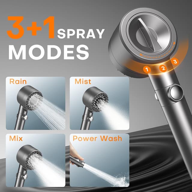 Detalle de FEELSO Shower Head Filter with 15-Stage Filtration, Anti-clog Nozzles & 3+1 Spray Modes