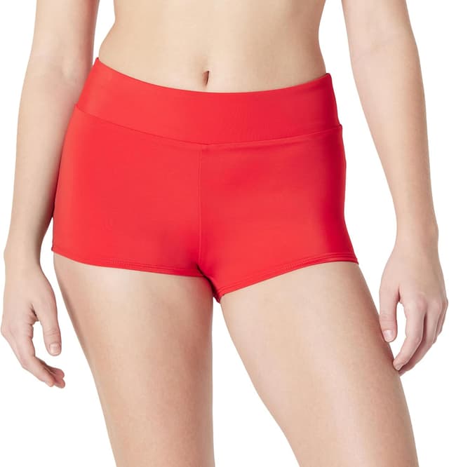 Detalle de Amazon Essentials costume da bagno corto da ragazzo donna: slip bikini boy short a vita alta