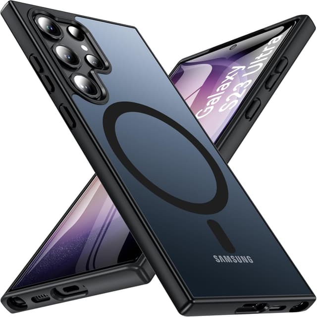 Detalle de BESINPO Galaxy S23 Ultra case with MagSafe support – matte transparent shockproof cover (black)