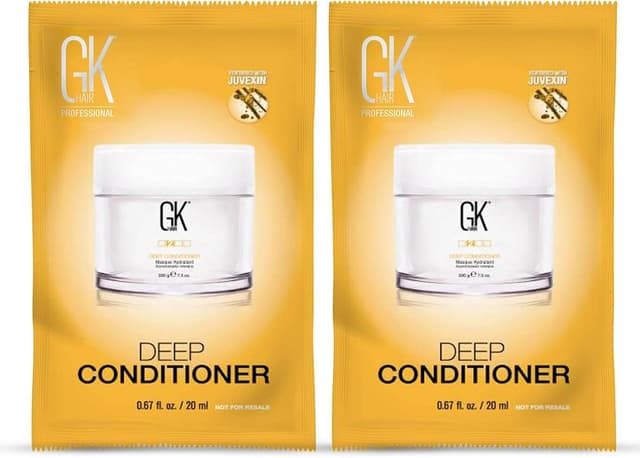 Detalle de GK HAIR Global Keratin Deep Conditioner – Masque de traitement hydratant (lot de 2, 20 ml)
