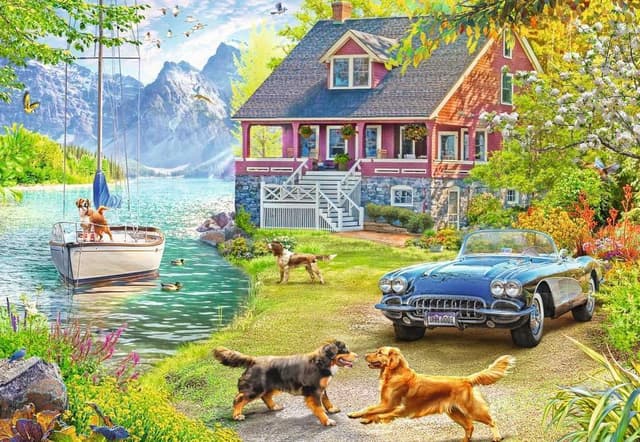 Detalle 2 de Ravensburger Puzzle 12001370 Sommerhaus am See 200 Teile