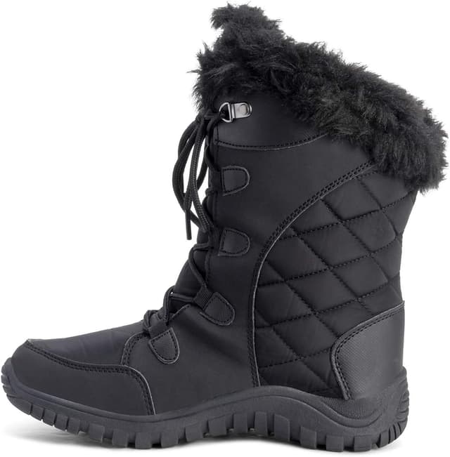 Detalle de Bottes hiver femme matelassées Lacent avec revers en fausse fourrure et semelle en caoutchouc
