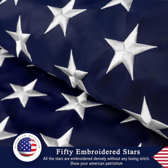 Detalle de DANF FLAG Heavy-Duty American Flag 3x5 Ft for Outside (Nylon, Embroidered Stars, Sewn Stripes)