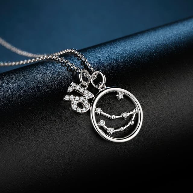 Detalle de Qings Capricorn zodiac necklace in 925 silver