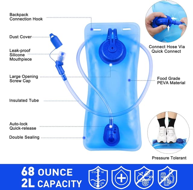 Thumbnail 6 de KUYOU Running Hydration Vest (2L Hydration Bladder) Lightweight Insulated Water Backpack for Running, Hiking, Cycling