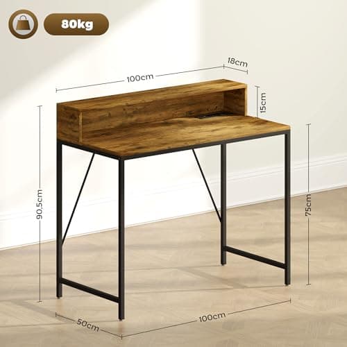 Detalle de HOMCOM Escritorio Industrial con Luces LED y Tomas de Corriente🖥