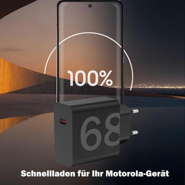 Detalle 2 de Caricabatteria 68W per Motorola e Lenovo con protezione intelligente (USB-C e Micro USB)