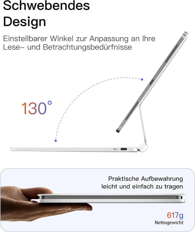 Detalle de Inateck NeoMagic Magnetische Tastaturhülle für iPad A16 11 Zoll (2025) & iPad 10. Gen 10,9 Zoll – mit Touchpad, Hintergrundbeleuchtung (KB09119)