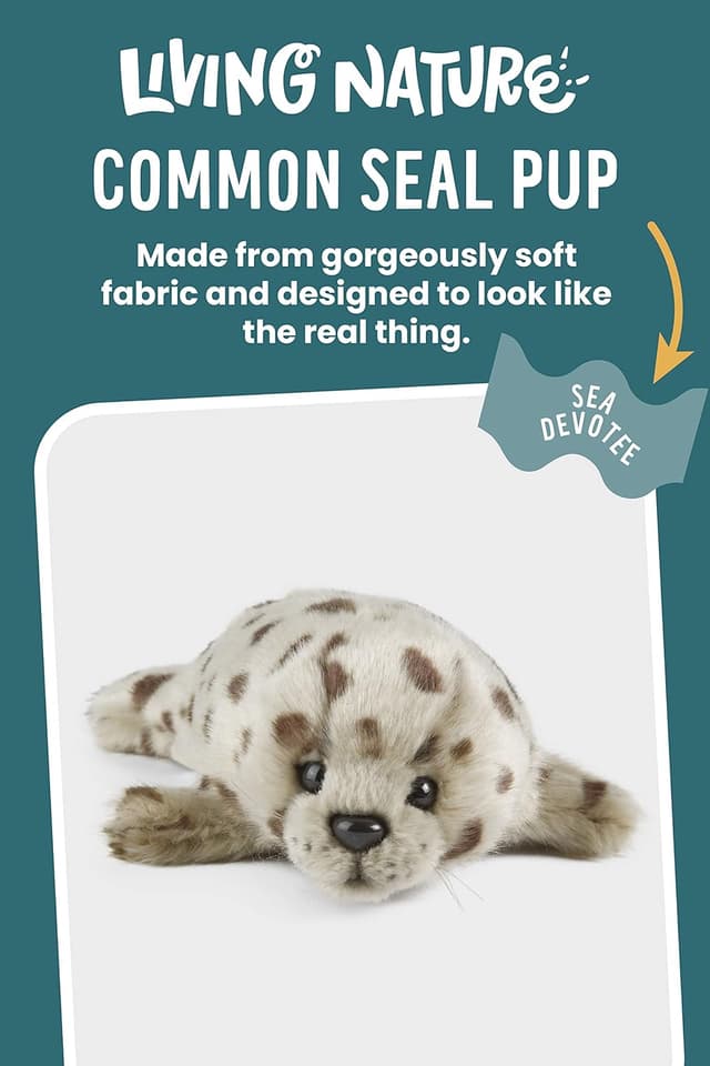 Detalle de Keycraft Living Nature – Peluche Phoque Commun bébé en peluche doux, 22 cm
