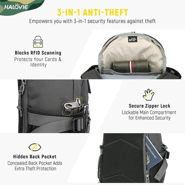 Detalle de HALOVIE Anti Diebstahl Brusttasche 600D