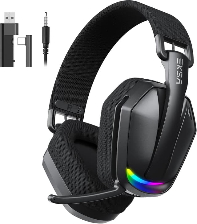 Detalle de EKSA 2,4GHz Wireless Gaming Headset mit Mikrofon (PS5/PS4, PC, Switch, Mac) & Bluetooth 5.4 – 169 g, Typ-C, bis zu 35 h