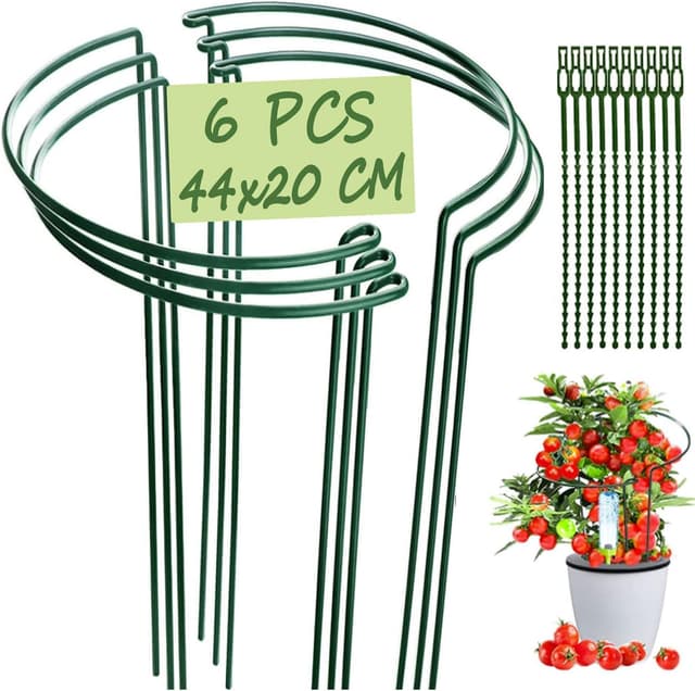 Detalle de VLYHGO 6PCS Half-Round Plant Supports (44x20cm) for Tomatoes, Roses & Flowers