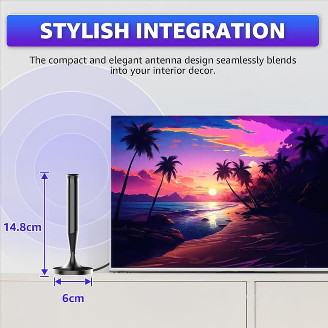 Detalle de Indoor TV Aerial with Magnetic Base (360°) – Digital Reception with 5m Coaxial Cable, Universal