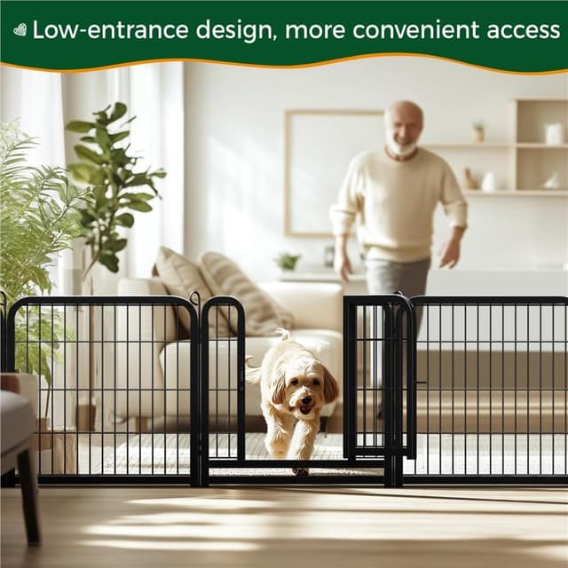 Detalle 2 de Welpenlaufstall Yaheetech 12-teilig (63 cm hoch) faltbar mit 2 Türen – für Wohnung & Garten