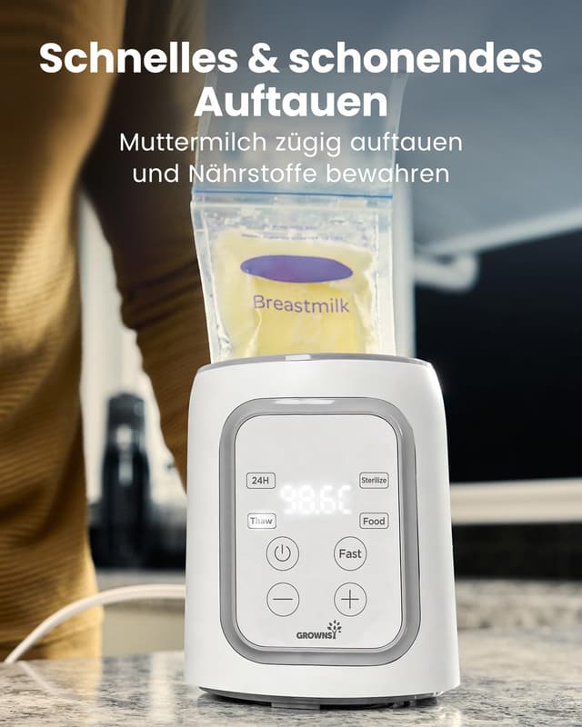 Detalle de GROWNSY Flaschenwärmer Baby 10-in-1 mit Timer: präzise Temperaturkontrolle & automatische Abschaltung
