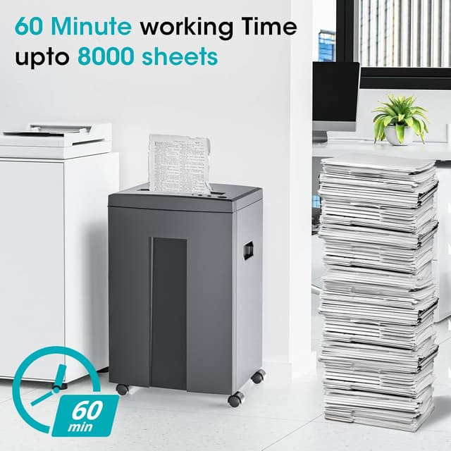 Detalle de Wolverine SD9113 Aktenvernichter mit Super-Kreuzschnitt P4 (18 Blatt) – 60 Min Laufzeit, 22 l Auffangbehälter