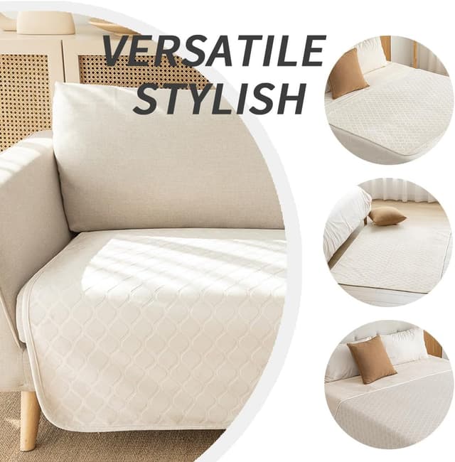 Detalle de Amarrirose wasserdichte Hundedecke 80x100 cm – Outdoor- und Sofaschutz, waschbar, Beige/Elfenbeinweiß