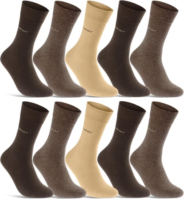 Detalle 2 de sockenkauf24 10 Paar Comfort Socken ohne Gummi & ohne Naht aus Baumwolle (Komfortbund)