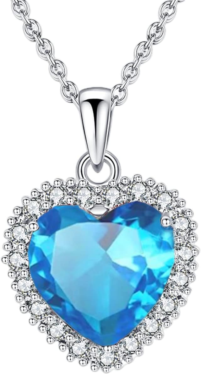 Imagen de VONSSY Classic Heart Pendant Gemstone Necklace 18K en OfertitasTOP