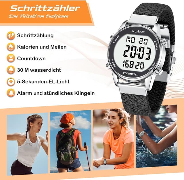 Detalle de Hearkent Schrittzähler-Uhr Damen